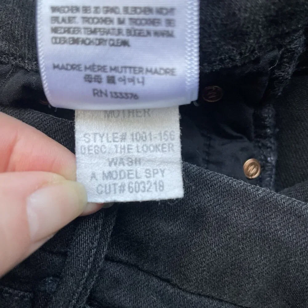 MOTHER The Looker Skinny Jeans Womens 25 Black‎ Mid Rise Minimalist Glam